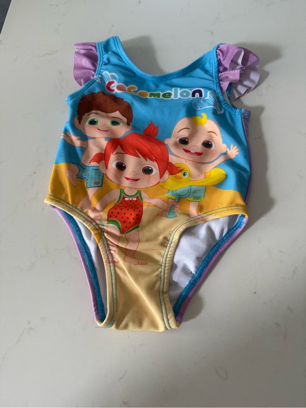 CoComelon Blue & Yellow Girls' One-Piece Swimsuit size 18 months
